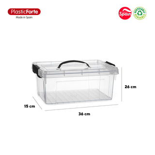 Caja de Almacenaje 8.5L Plastic Forte con Tapa y Asa