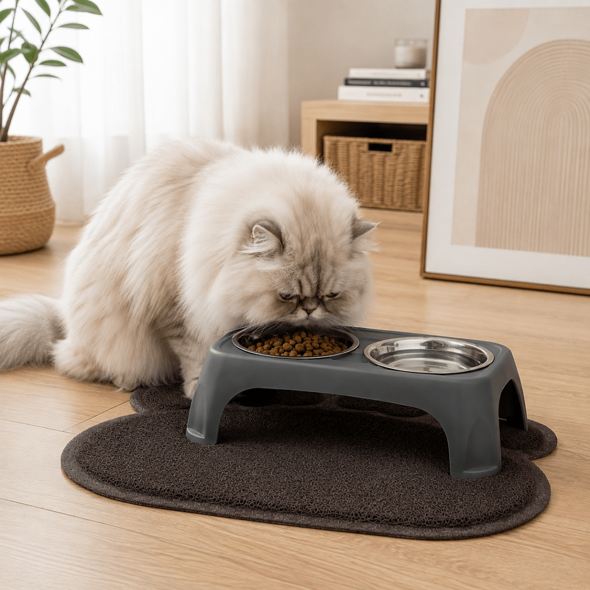 Alfombrilla Huella para Mascotas Gris 30x40 cm alfombra para comederos Gatos - Sweet Home