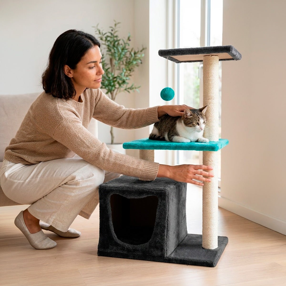 Árbol Rascador para Gatos con Casa | Juego, Descanso y Cuidado de Uñas Rascador para gatos arbol gato - Sweet Home