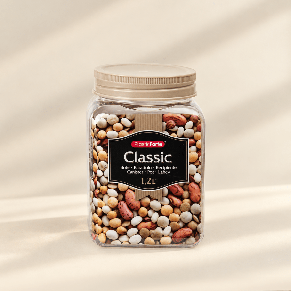 Bote Classic Cuadrado 1,2L de PET - PlasticForte Botes de galletas bote - Sweet Home