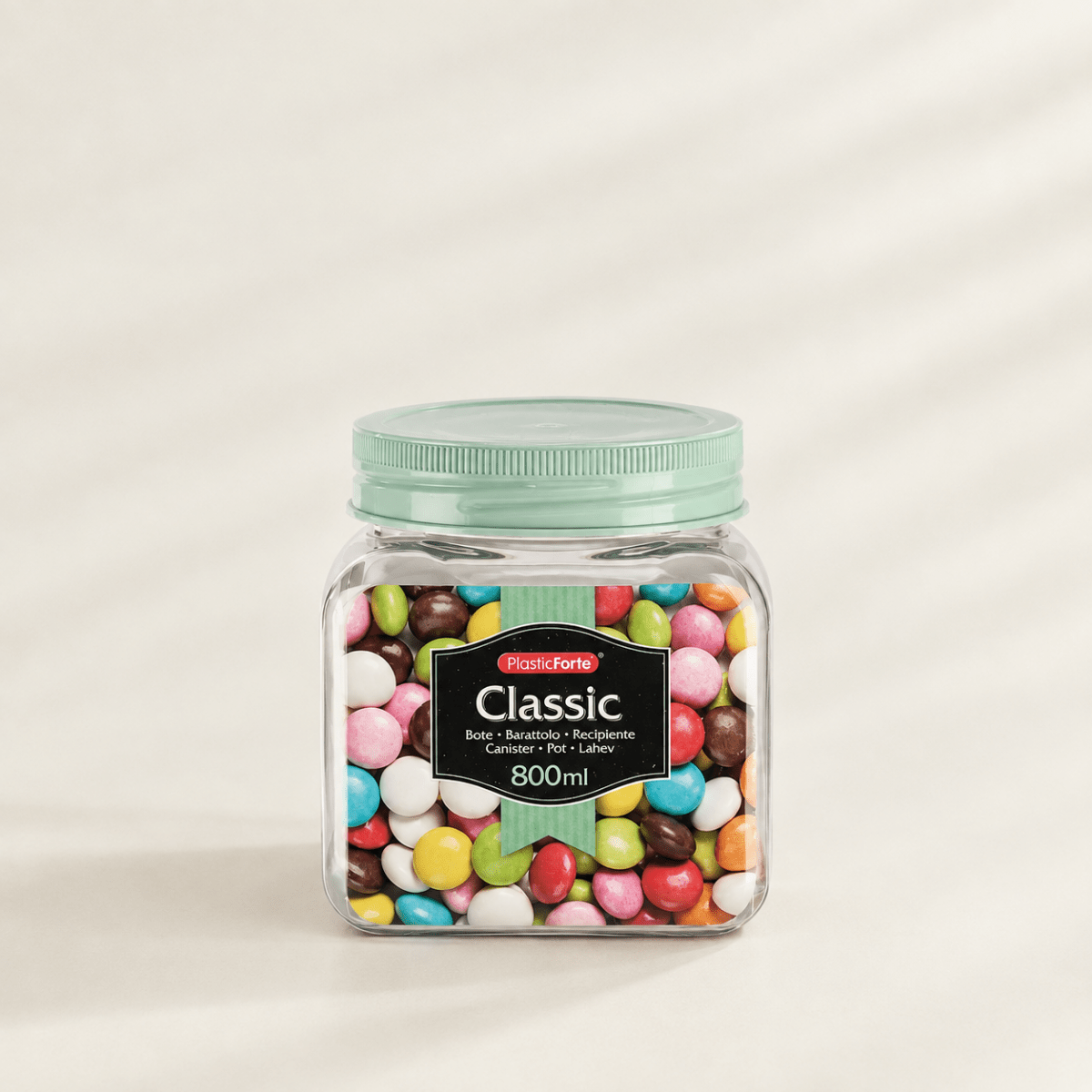 Bote Classic Cuadrado 800ml de PET - PlasticForte Botes de galletas bote - Sweet Home