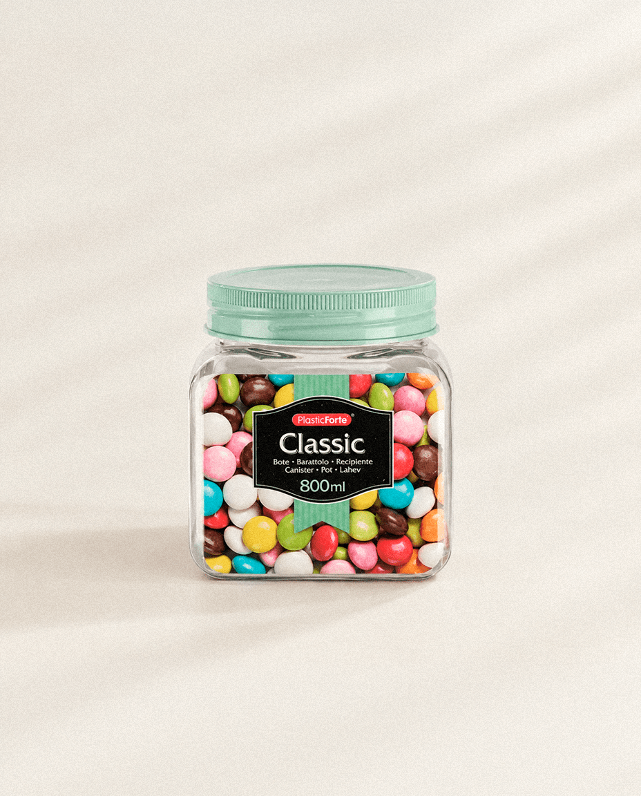 Bote Classic Cuadrado 800ml de PET - PlasticForte Botes de galletas bote - Sweet Home