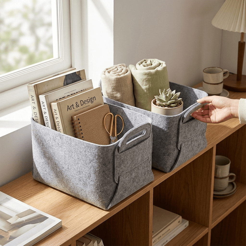 Cesta de Almacenamiento de Fieltro Plegable | Organizador Multiusos Gris Antracita - Sweet Home