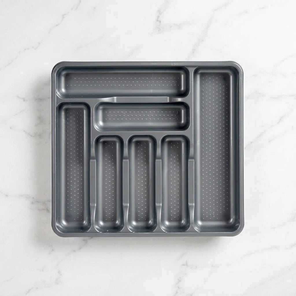 Cubertero Plástico Gris 7 Compartimentos | Organizador Cubiertos Escurreplatos accesorios de cocina - Sweet Home