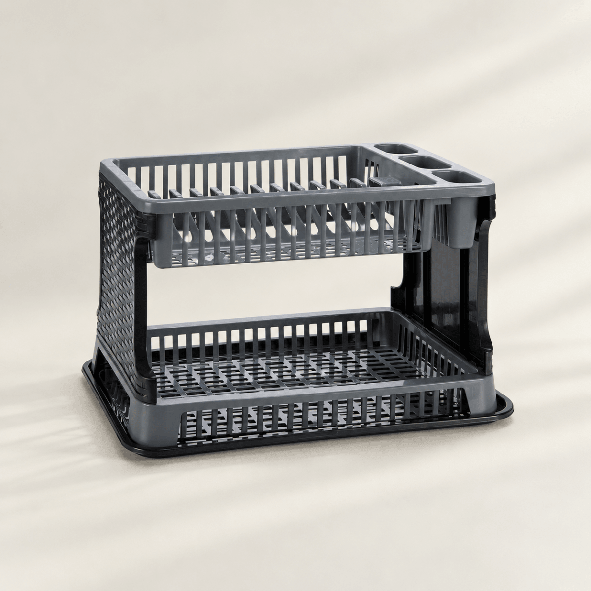 Escurreplatos de Plástico 2 Pisos Gris | Escurridor de Platos con Bandeja Antigoteo Escurreplatos accesorios de cocina - Sweet Home