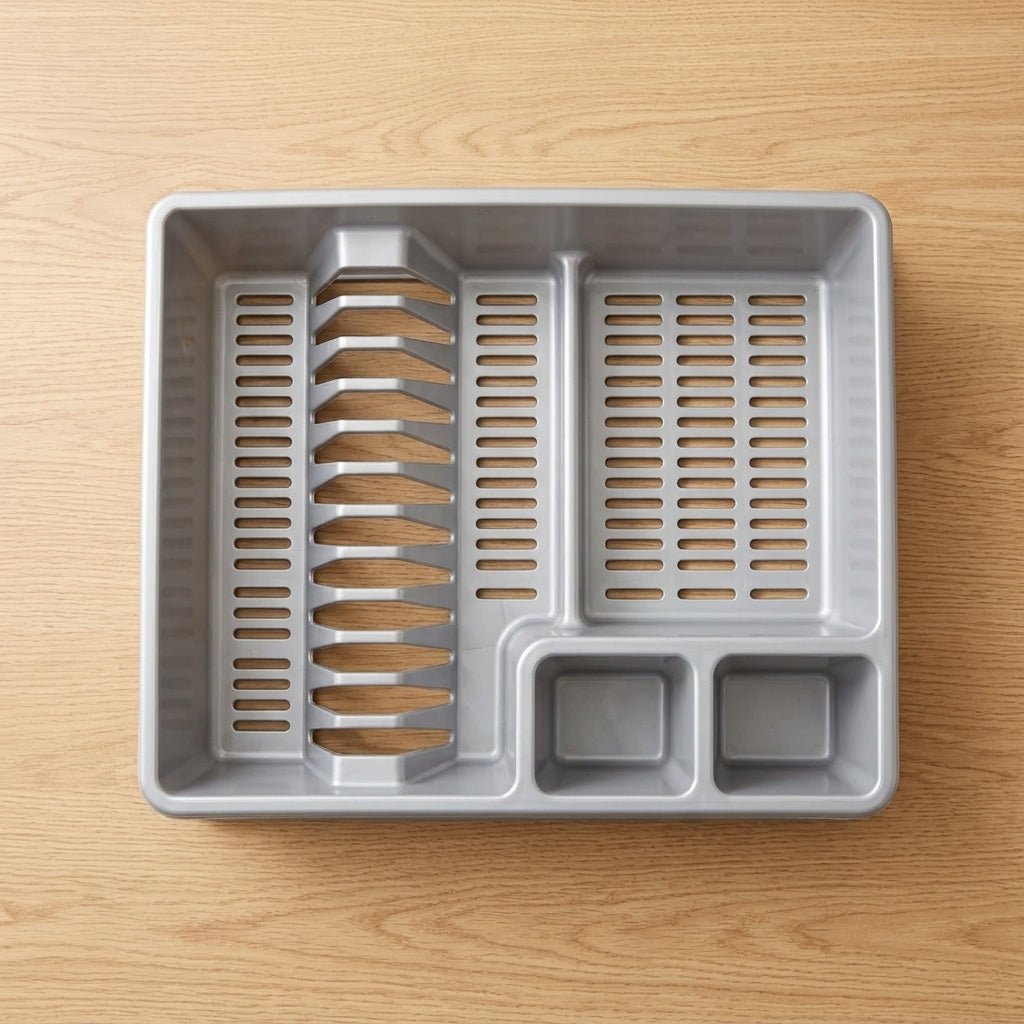 Escurreplatos Rectangular Gris con Bandeja Recoge agua Escurreplatos Cubertero - Sweet Home