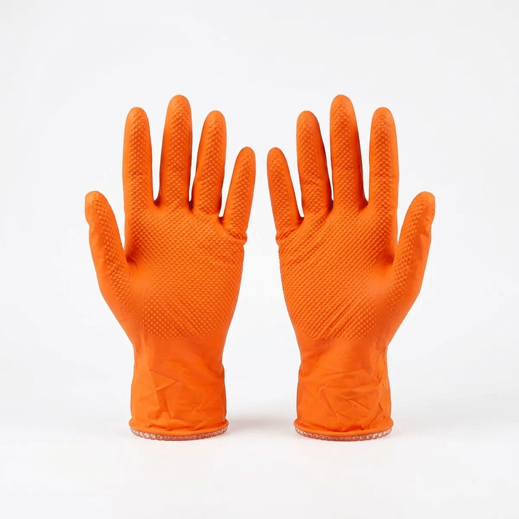 Guantes de nitrilo diamantado naranja sin polvo 50 uds | Tallas M, L y XL Guantes desechables ferreteria - Sweet Home