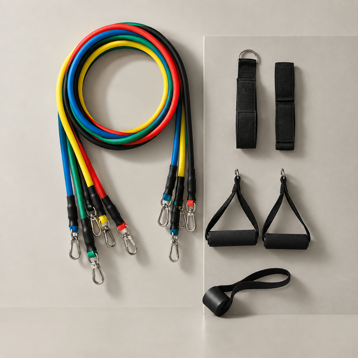 Kit 5 Bandas Elásticas Musculación Resistencia con Asas y Anclaje para Puerta Bandas elásticas y cintas para ejercicios banda de resistencia - Sweet Home
