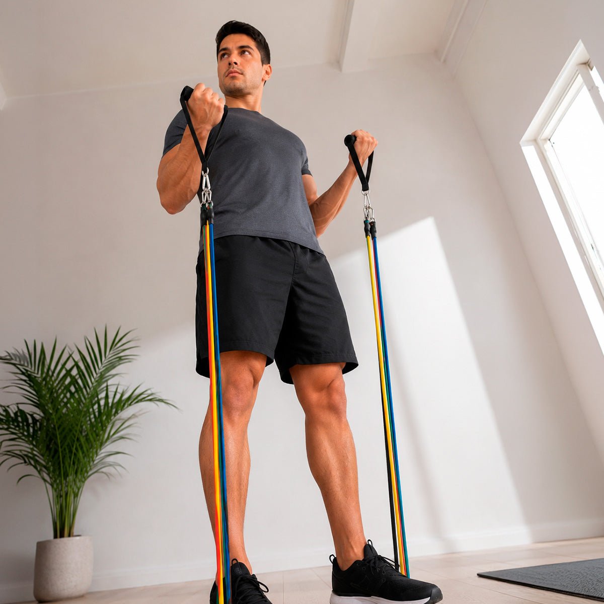 Kit 5 Bandas Elásticas Musculación Resistencia con Asas y Anclaje para Puerta Bandas elásticas y cintas para ejercicios banda de resistencia - Sweet Home