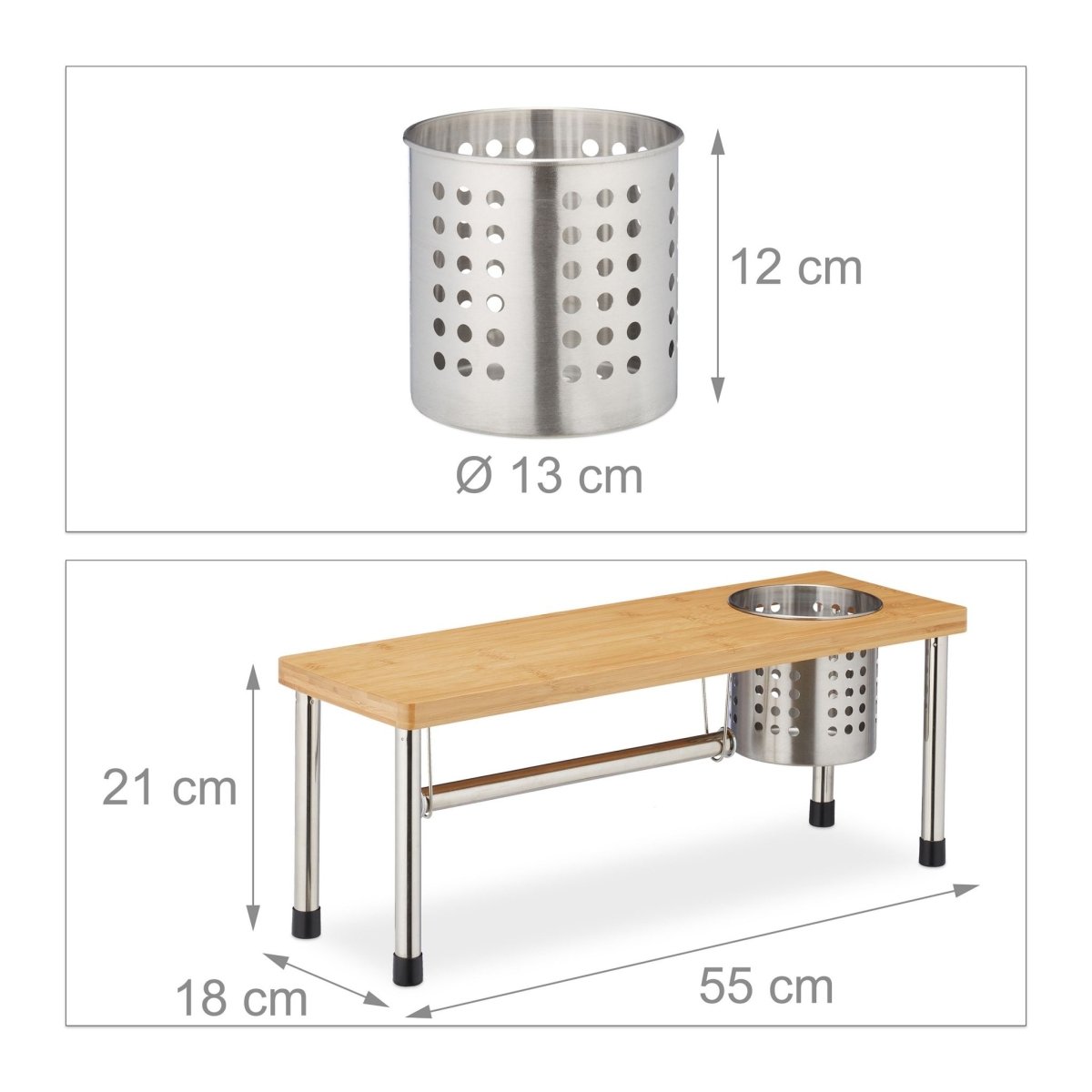 Organizador de Cocina de Bambú y Acero - Sweet Home