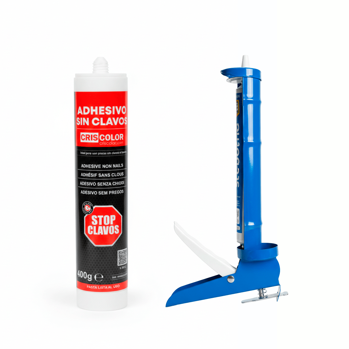 Pack Adhesivo de Montaje Sin Clavos (2x400g) + Pistola | Pegamento Extra Fuerte para Madera, Metal y Pared - Sweet Home