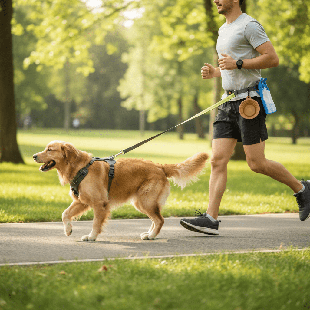 Pack Paseo y Viaje Perros: Correa Manos Libres + Bebedero - Sweet Home