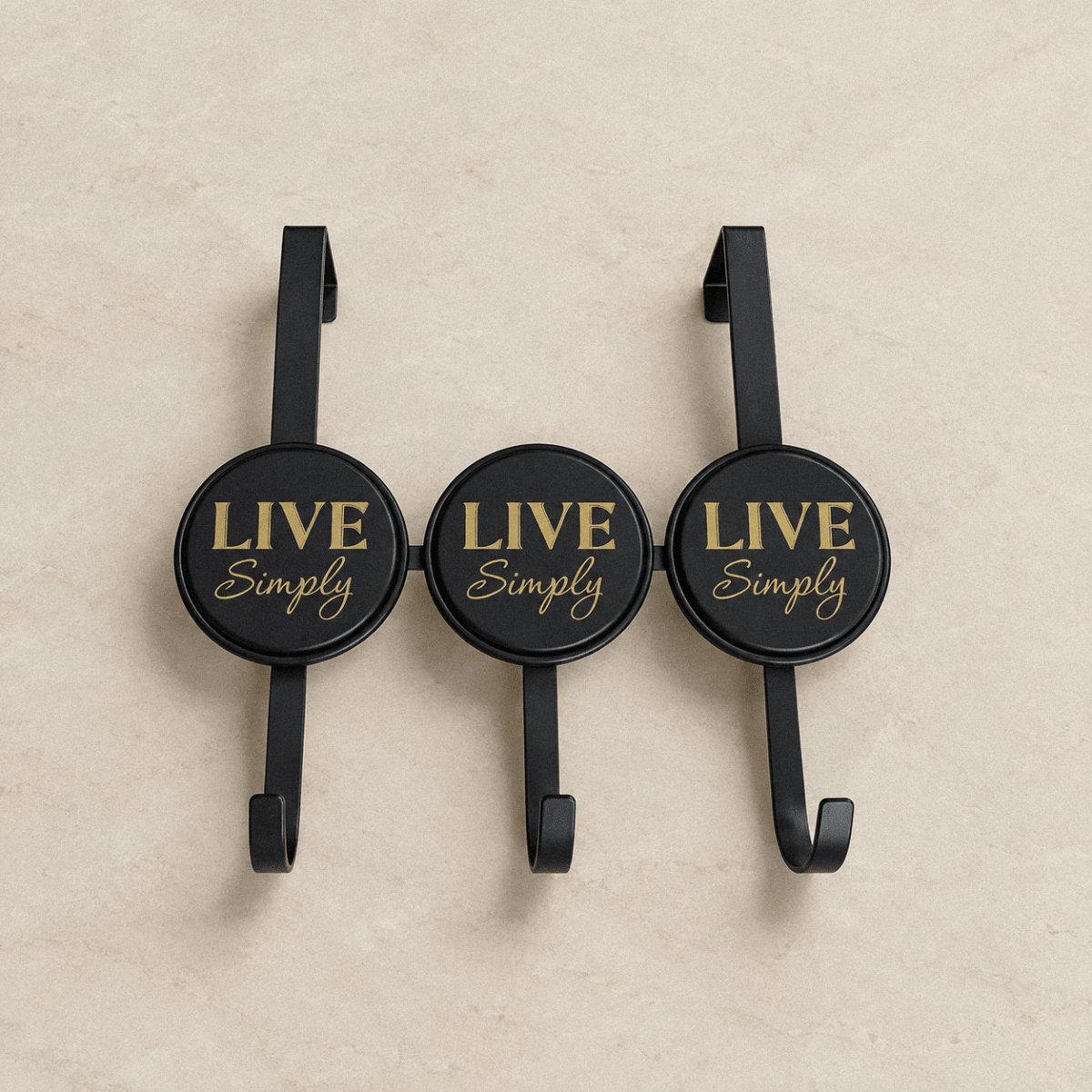 Perchero de Puerta "Live Simply" con 3 ganchos perchas - Sweet Home