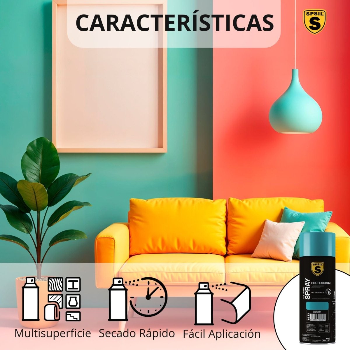 Pintura Spray 400ml, Spray Acrílico para Metal/Madera/Plástico Pintura pinturas - Sweet Home