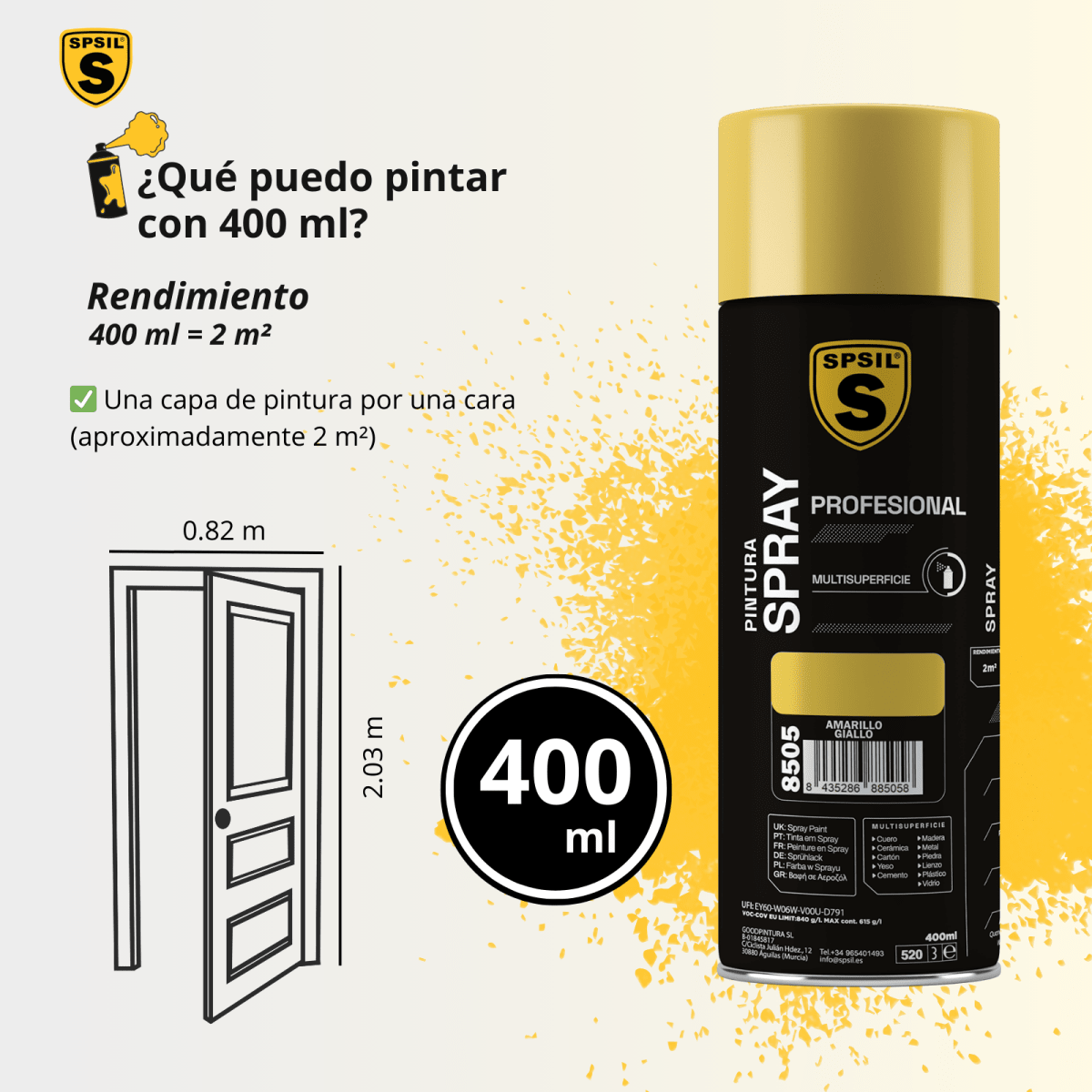 Pintura Spray 400ml, Spray Acrílico para Metal/Madera/Plástico Pintura pinturas - Sweet Home