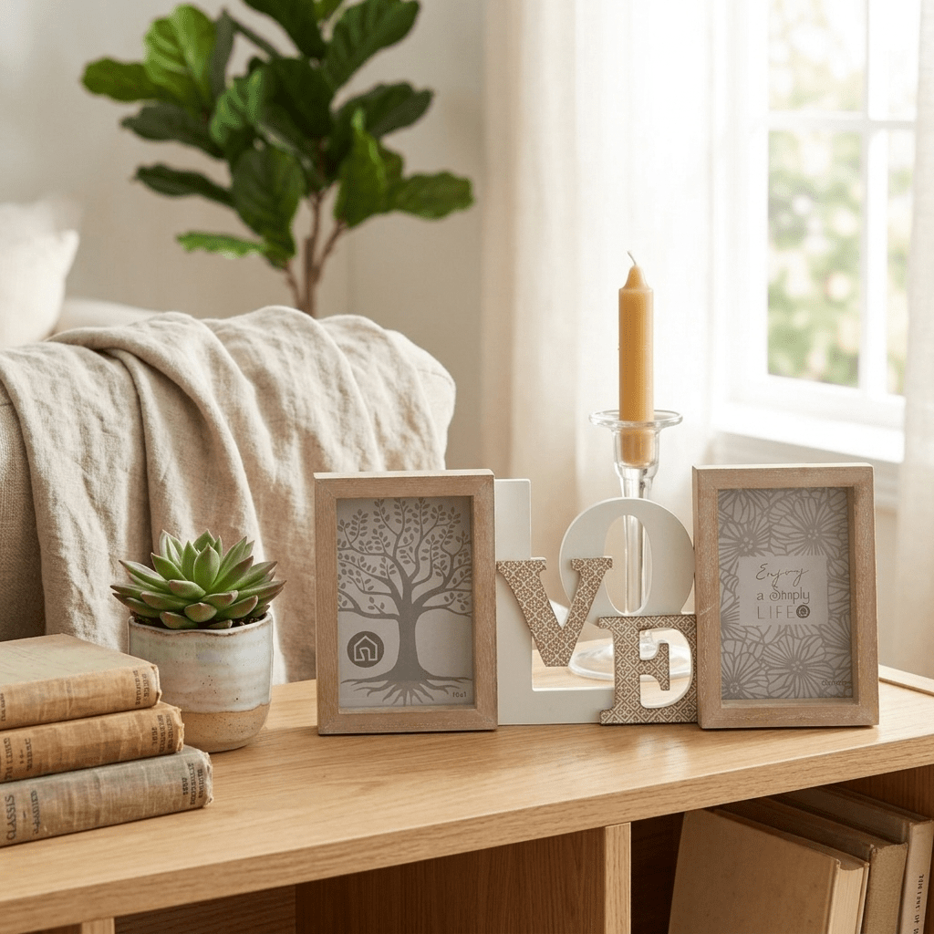 Portafotos Doble "LOVE" en Madera MDF - Marco Decorativo Estilo Nórdico - Sweet Home