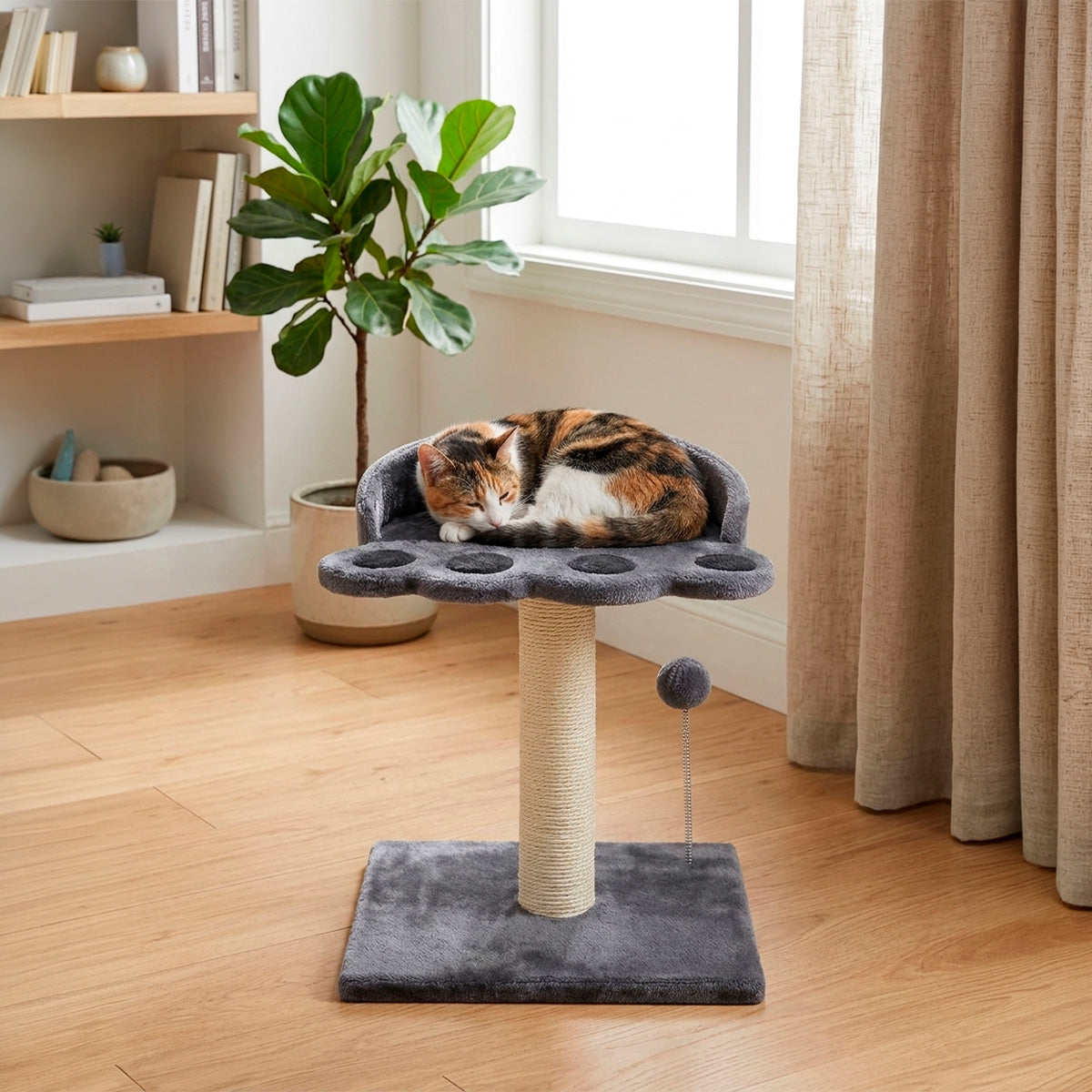 Rascador para Gatos con Juguete | Árbol Interactivo para Jugar y Rascar