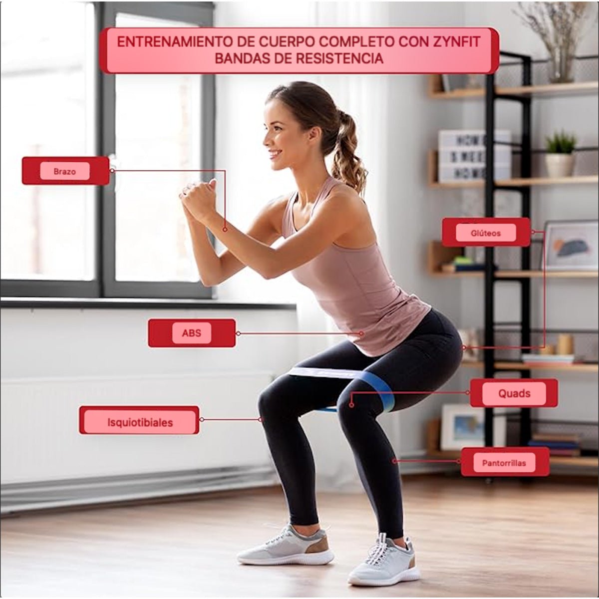 Set de 5 bandas elásticas de colores con diferentes niveles de resistencia para fitness - Sweet Home