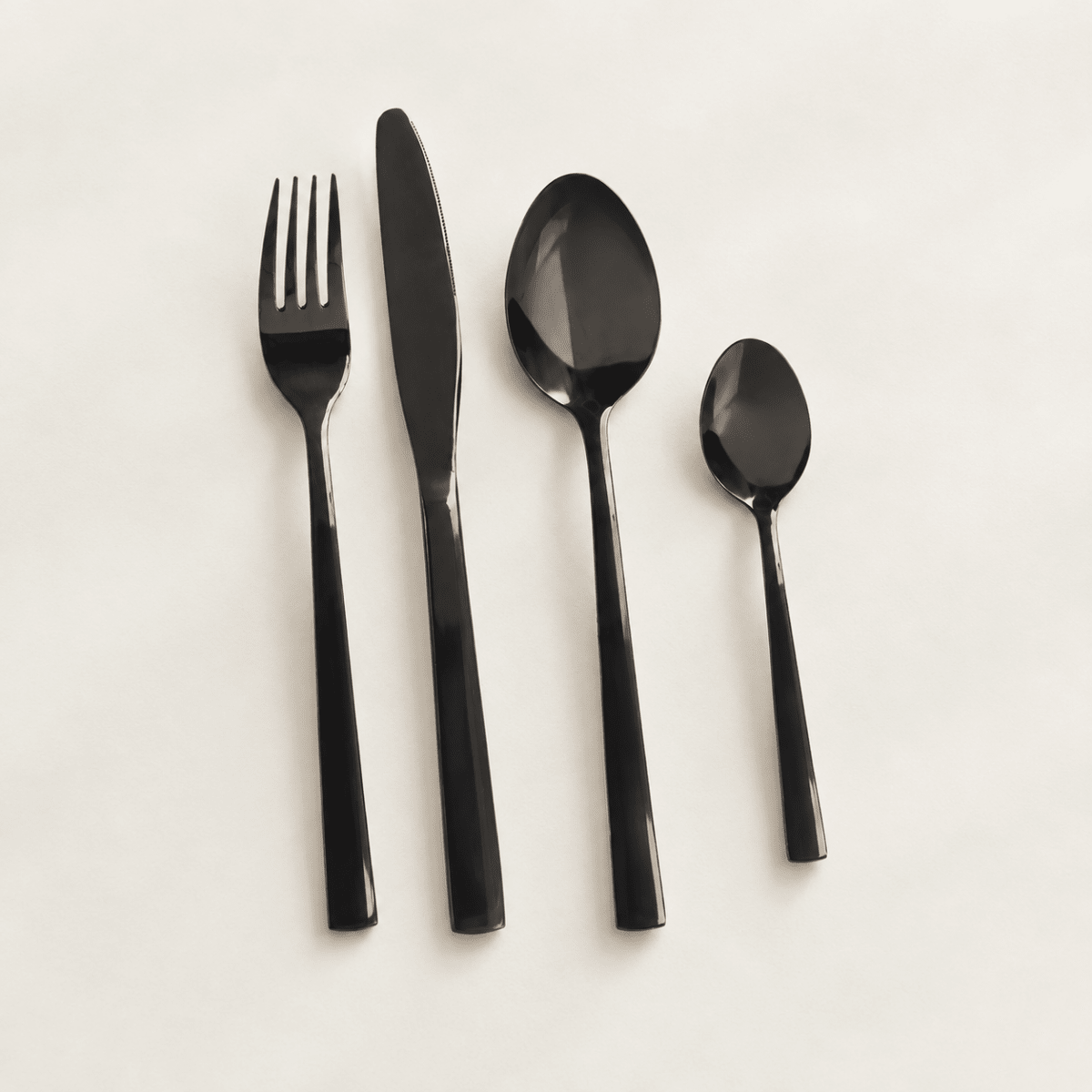 Set de Cubiertos Negros Modernos | Acero Inox 8 Piezas Cubiertos cocina - Sweet Home