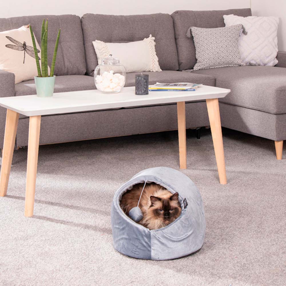 Caseta Para Gato + Juguete Gris Claro - Sweet Home