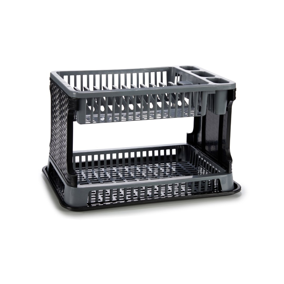 Escurreplatos Plastico 2 Pisos Gris - Sweet Home