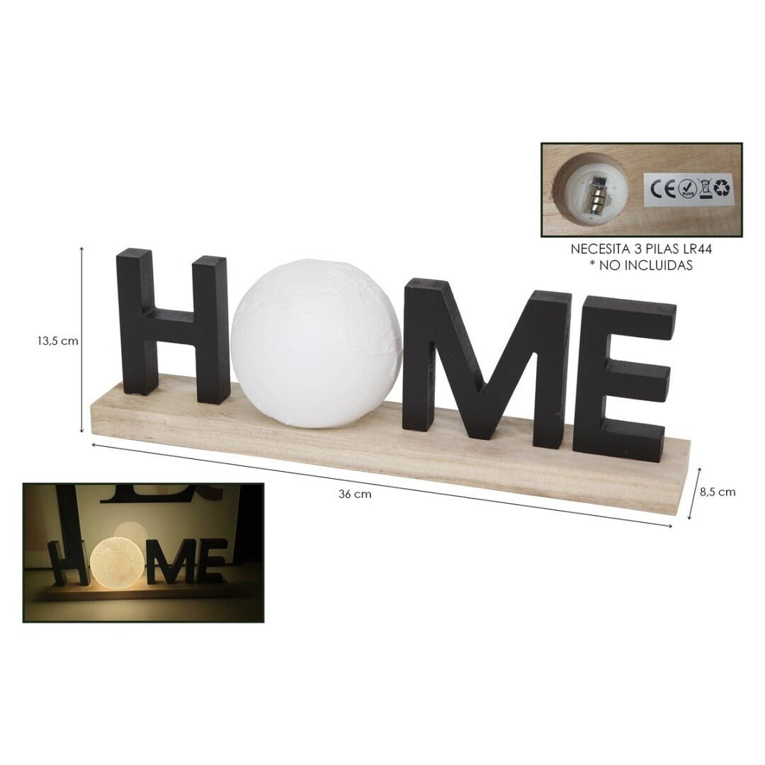 Palabra HOME Decoración sobremesa con Luna y luz - Sweet Home