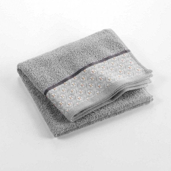 Toalla Baño 50 x 90 cm Felpa Lisa Jacquard Gris - Sweet Home