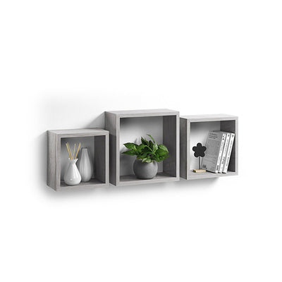 3 Estantes Cuadrados de MDF Roble Blanco - Sweet Home