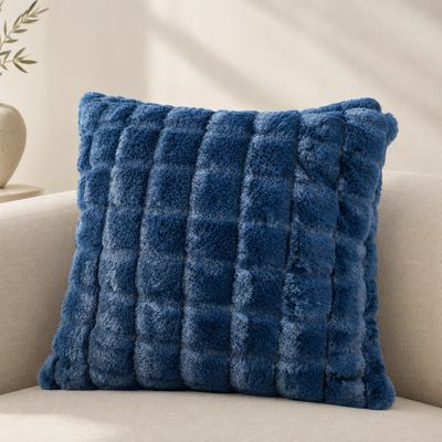 Cojín Decorativo de Pelo Azul Marino 45cm