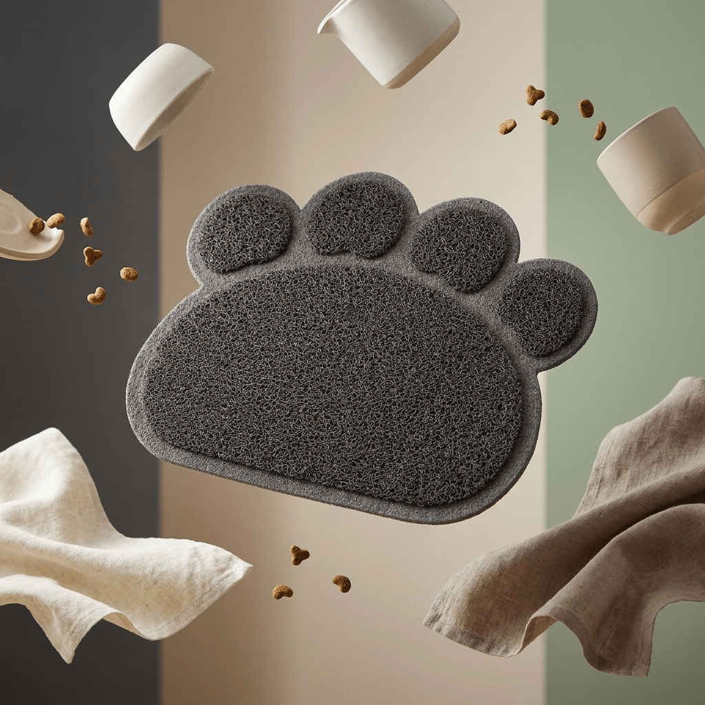Alfombrilla Huella para Mascotas Gris 30x40 cm alfombra para comederos Gatos - Sweet Home