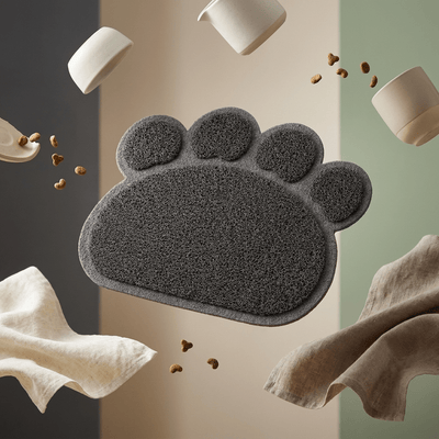 Alfombrilla Huella para Mascotas Gris 30x40 cm alfombra para comederos Gatos - Sweet Home