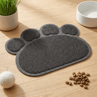 Alfombrilla Huella para Mascotas Gris 30x40 cm alfombra para comederos Gatos - Sweet Home