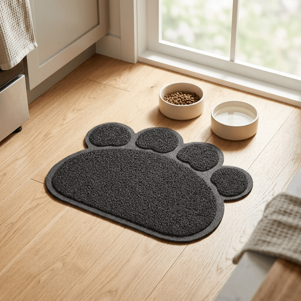 Alfombrilla Huella para Mascotas Gris 30x40 cm alfombra para comederos Gatos - Sweet Home