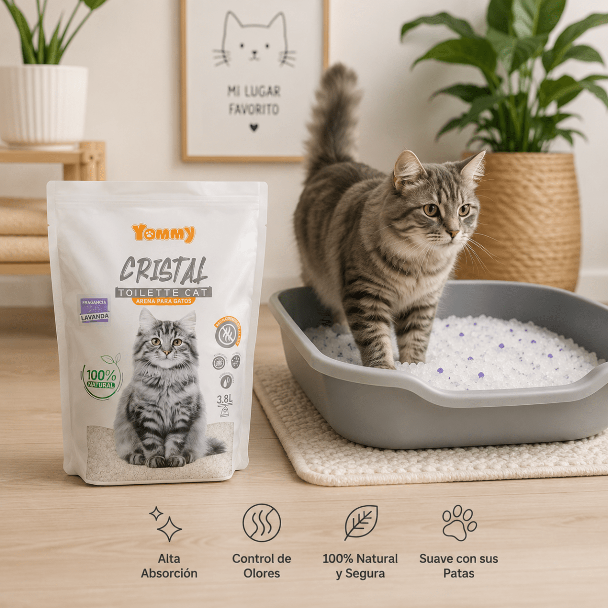 Arena para Gatos de Cristal 3.8L con Fragancia Arena higiénica para gatos arena - Sweet Home