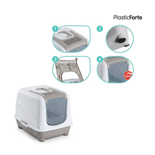 Arenero para Gatos Cubierto 50x40cm - Plástico Reciclado y Libre de BPA con Pala Incluida - Sweet Home