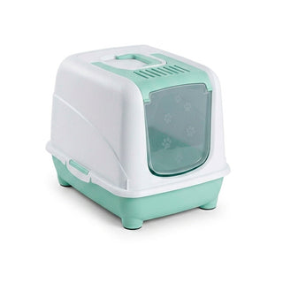 Arenero para Gatos Cubierto 50x40cm - Plástico Reciclado y Libre de BPA con Pala Incluida - Sweet Home