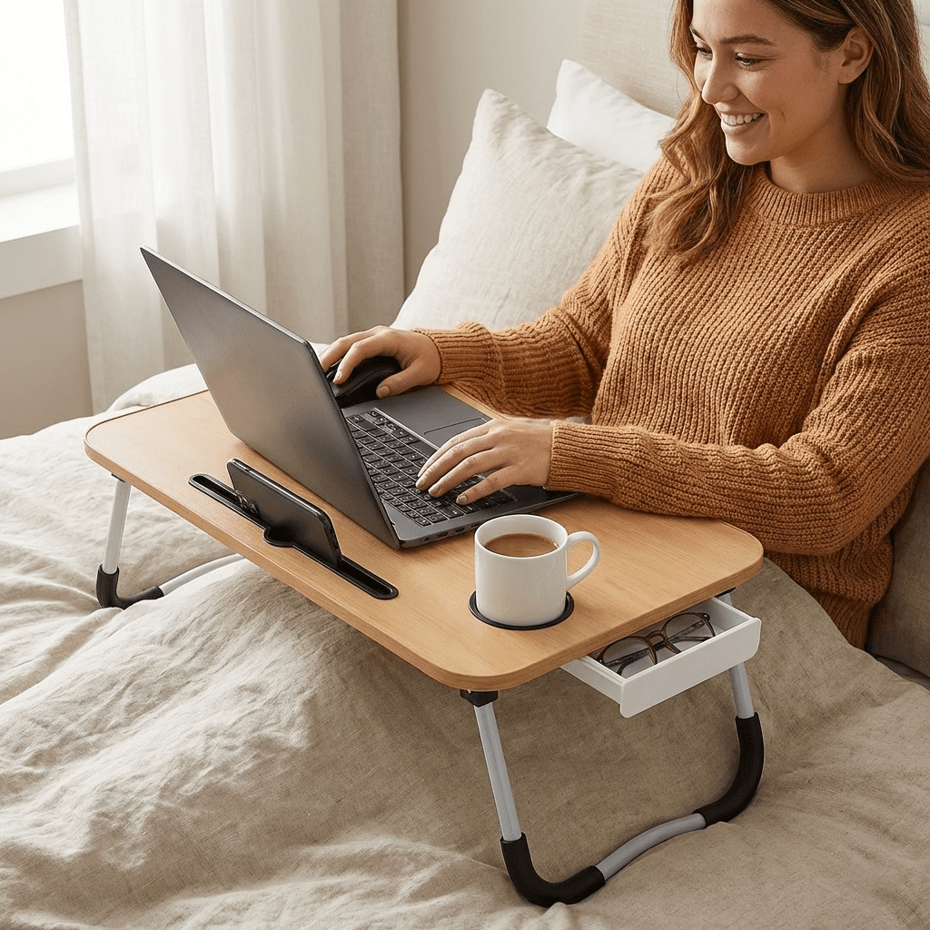 Bandeja para Portátil de Madera y Metal – Escritorio Ergonómico - Sweet Home