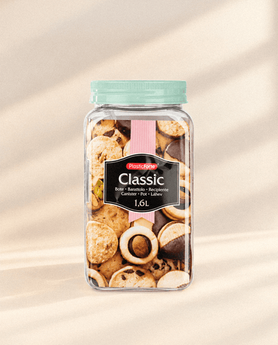 Bote Classic Cuadrado 1,6L de PET - PlasticForte Botes de galletas bote - Sweet Home