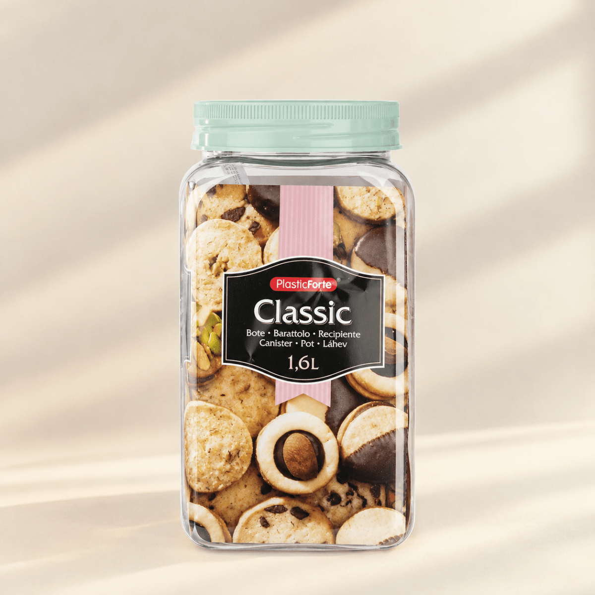 Bote Classic Cuadrado 1,6L de PET - PlasticForte Botes de galletas bote - Sweet Home