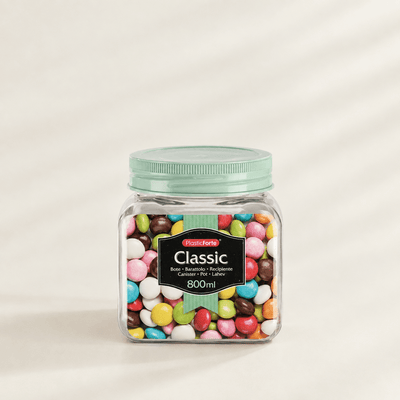 Bote Classic Cuadrado 800ml de PET - PlasticForte Botes de galletas bote - Sweet Home