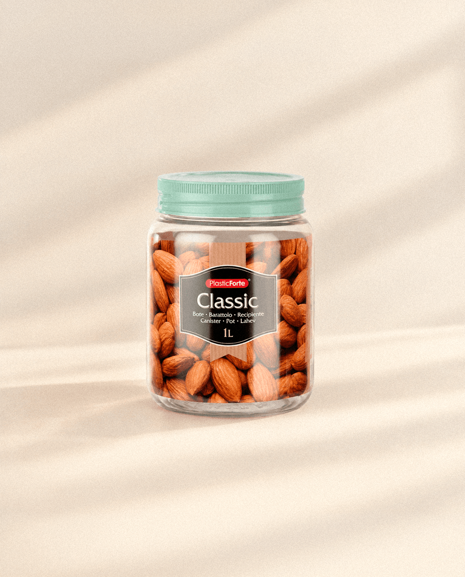 Bote Classic Redondo 1L de PET - PlasticForte Botes de galletas bote - Sweet Home