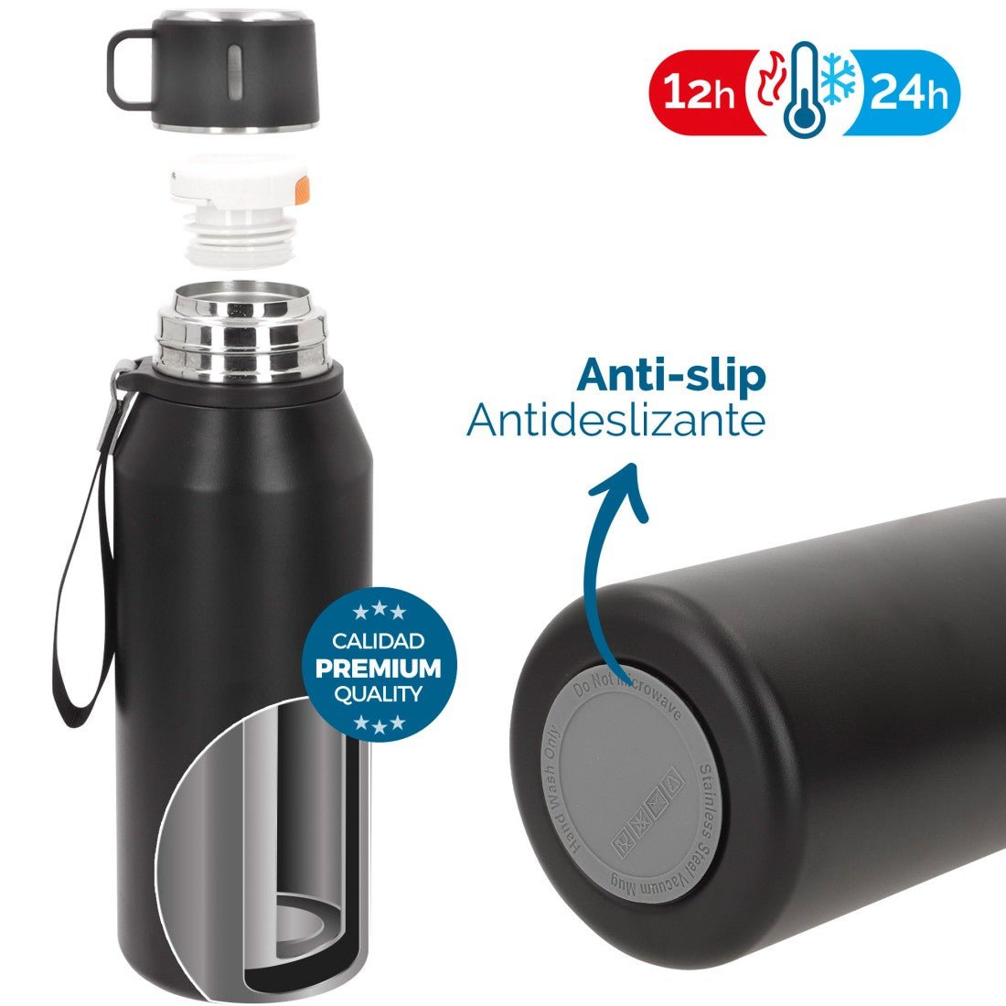 Botella Térmica 1.2L Antifugas: Hidratación Extrema con Asa y Dosificador - Sweet Home