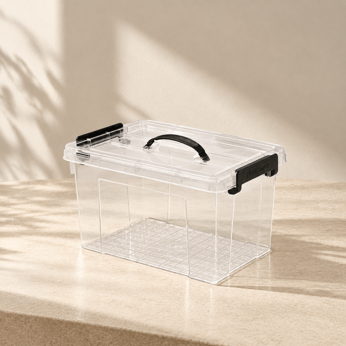 Caja de Almacenaje 10,8L Plastic Forte con Tapa y Asa Cajas de plástico almacenaje Caja con Tapa - Sweet Home