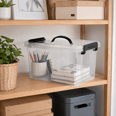 Caja de Almacenaje 10,8L Plastic Forte con Tapa y Asa Cajas de plástico almacenaje Caja con Tapa - Sweet Home