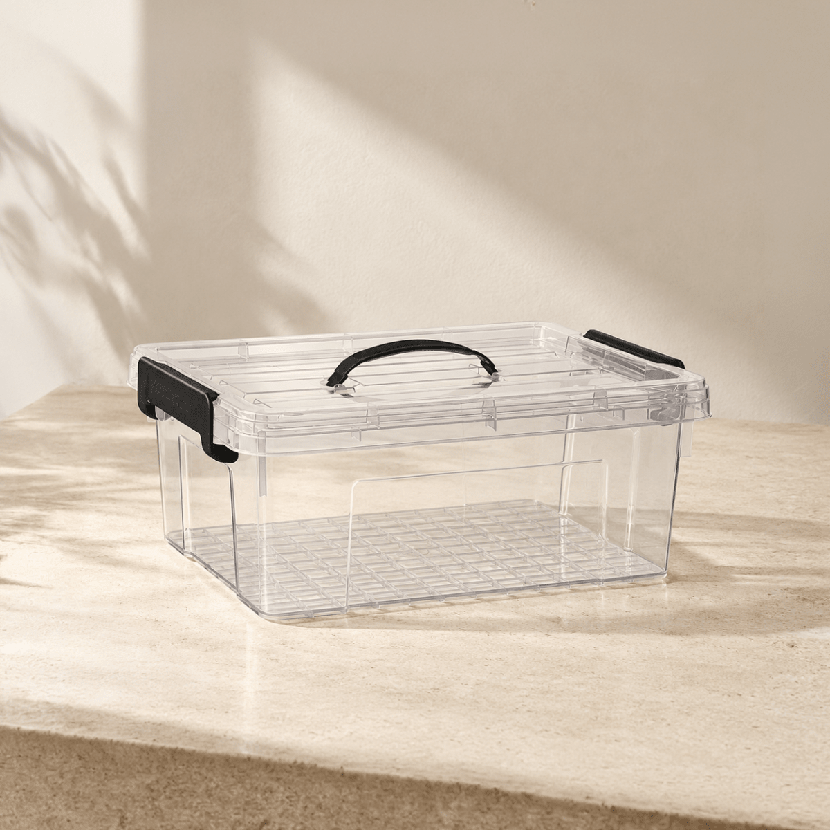 Caja de Almacenaje 12,6L Plastic Forte con Tapa y Asa Cajas de plástico almacenaje Caja con Tapa - Sweet Home