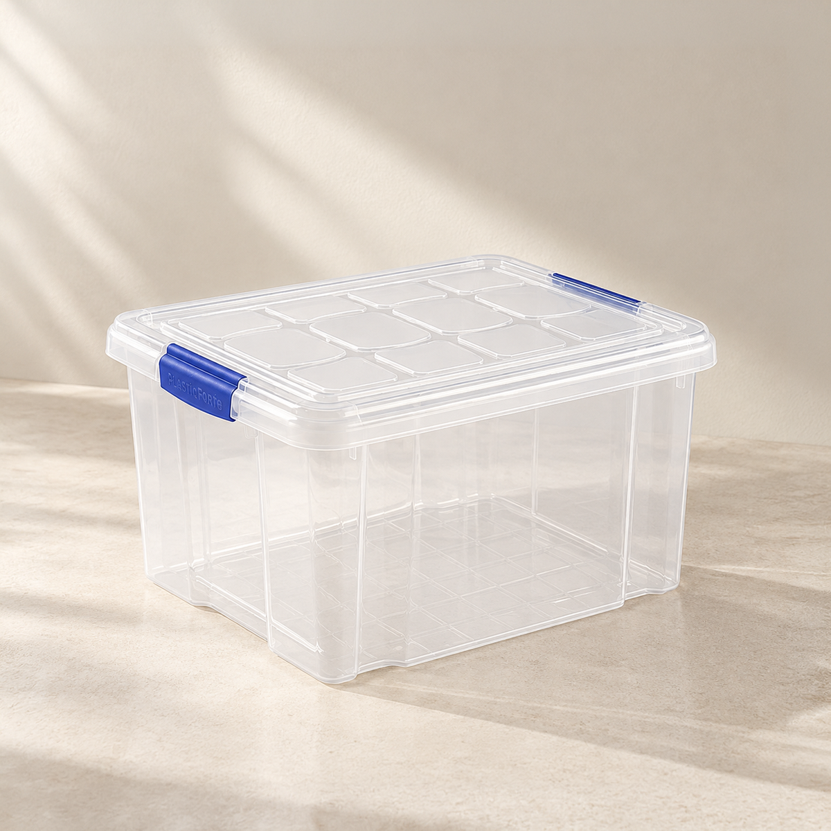 Caja Organizadora Plástica con Tapa – 16 Litros, Transparente, Apilable y Resistente