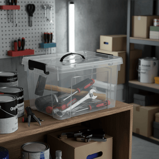 Caja de Almacenaje 24L Plastic Forte con Tapa y Asa - Sweet Home