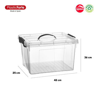Caja de Almacenaje 24L Plastic Forte con Tapa y Asa - Sweet Home