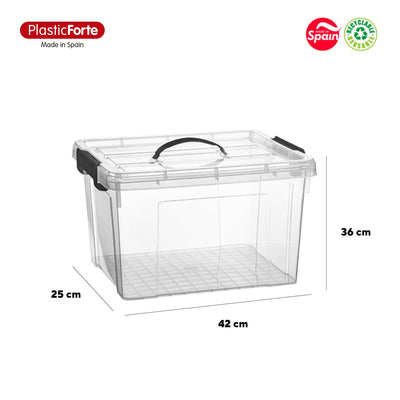 Caja de Almacenaje 24L Plastic Forte con Tapa y Asa - Sweet Home