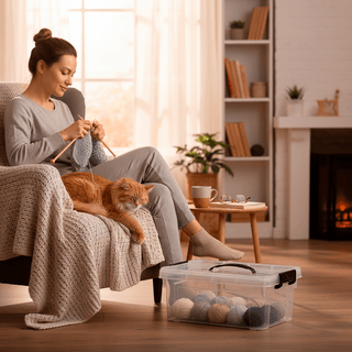 Caja de Almacenaje 8.5L Plastic Forte con Tapa y Asa - Sweet Home